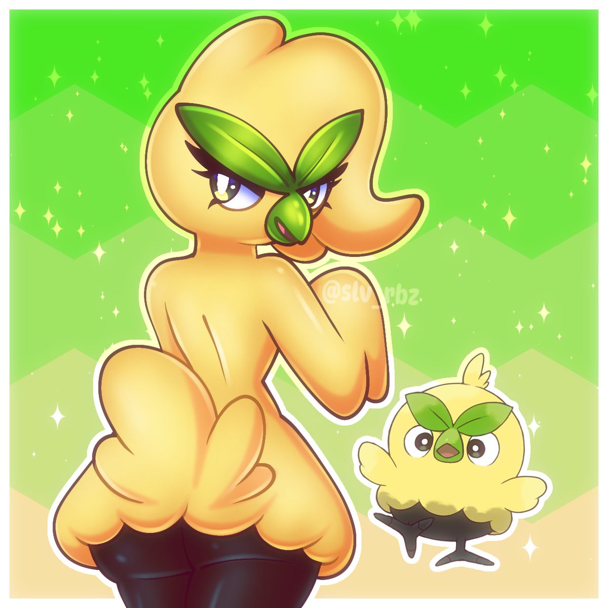 SLV_RBZ's tweet photo. Cute little bird 💚✨🤭
#PokemonWindsWaves #browt #furry #draw https://t.co/CILkp1Zsb8
