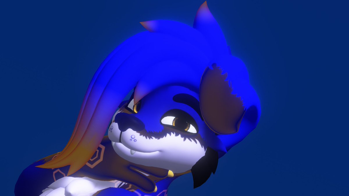 BlueBe__'s tweet photo. Couldn't help it, made a doggo in #VRChat.
Teasing pose because why not 🐕 https://t.co/5URZYMR86l