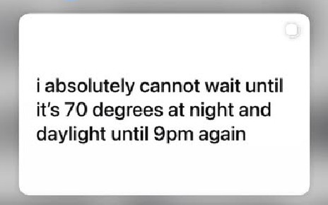 alliependent's tweet photo. Looking forward for this. 🌙 🌆 #warmweather #temperature #degrees #daylight https://t.co/XUMVDlOtfm
