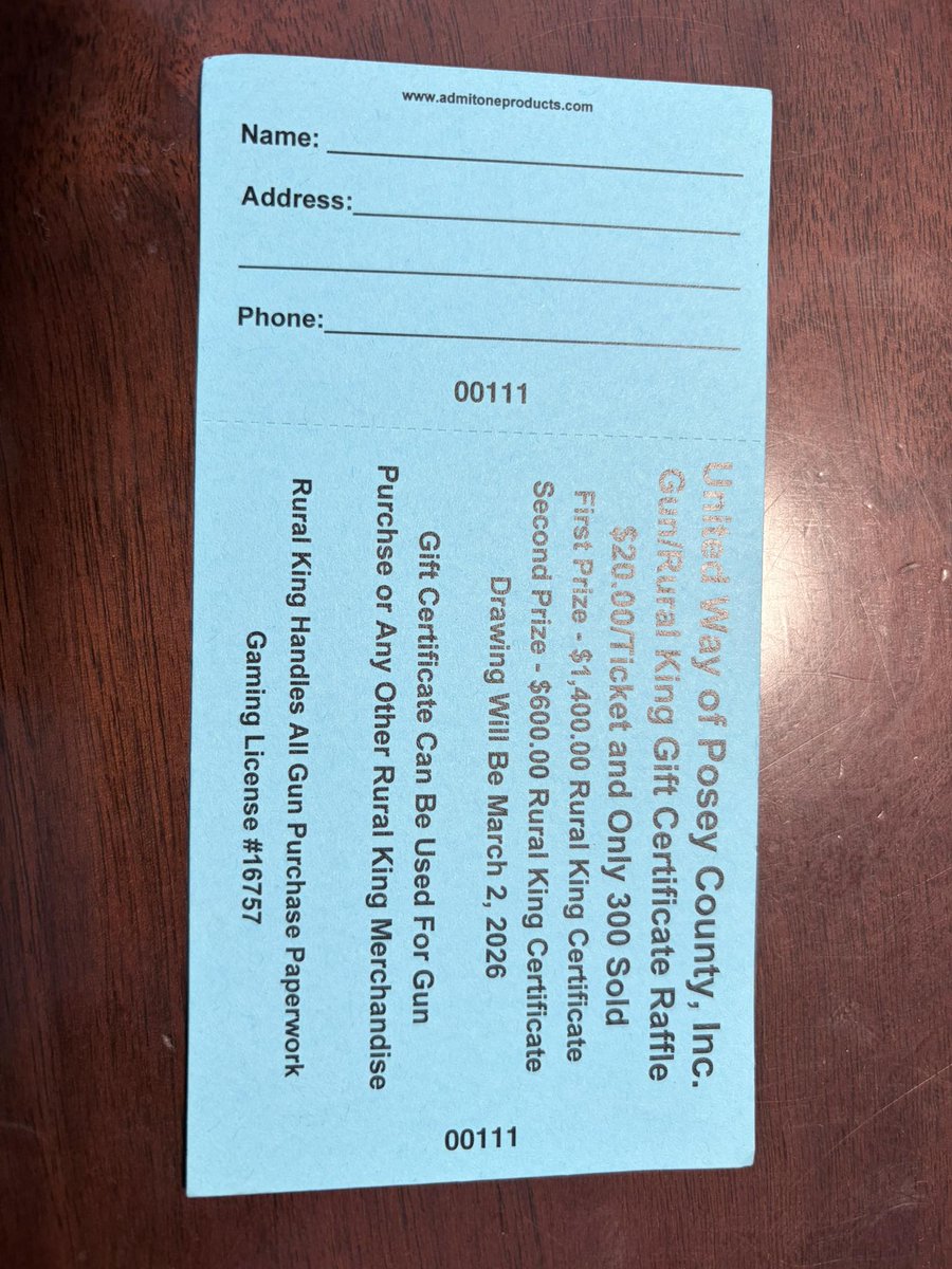 UnitedWay_PC's tweet photo. As of right now we only have 26 tickets left for the raffle. We are drawing at approximately 4:00 today so last chance to get your tickets. Only $20 with a chance to win $1,400 and $600 gift certificates to Rural King. https://t.co/w7f2dP2QSR