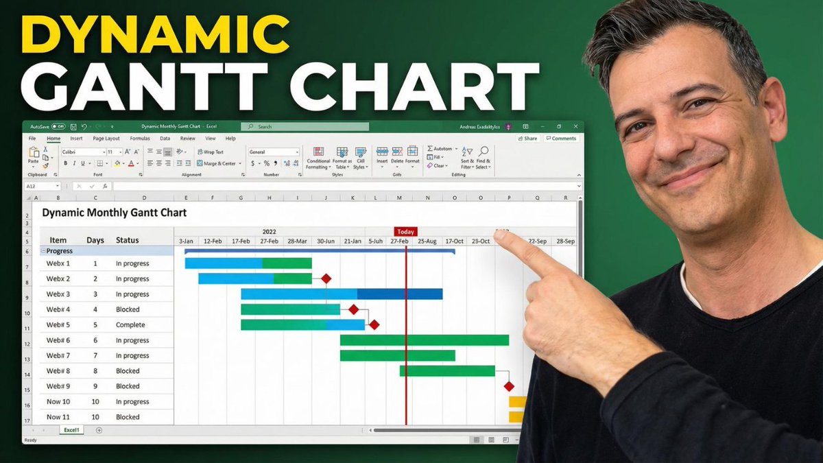 mellontraining's tweet photo. Built a full monthly Gantt chart in Excel—no fancy software needed ✅
In this video, I show you how to create a dynamic calendar that auto-updates by year, quarter, and month, plus smart Gantt bars that display progress, highlight blocked tasks, mark completed work, and even show a Today line.
Perfect if you want a clean project tracker you can actually use (and show to your boss). 📊
https://t.co/gqcOKRlKJt