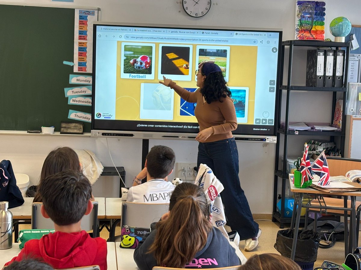 Priscella talks about American sports. So cool! #CEIPLVaguadas #languageassistant #americansports