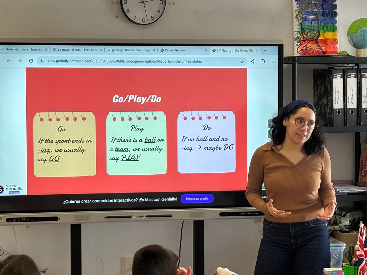 CEIPLVaguadas's tweet photo. Priscella talks about American sports. So cool! #CEIPLVaguadas #languageassistant #americansports https://t.co/bC0kYuiV1O