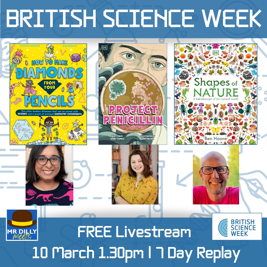 mrdillypresents's tweet image. 🔬 FREE #Schools Mr Dilly Livestream for #BritishScienceWeek 2026 (#KS2–#KS3)

Join @benhoarewild, @isabelwriting &amp;amp; #SwapnaHaddow🔬Curiosity, life-saving discoveries &amp;amp; brilliant chemistry

📅10 March • 1:30pm🎥7-day replay
➡️Book here: tinyurl.com/msptznd7
#Science #STEM