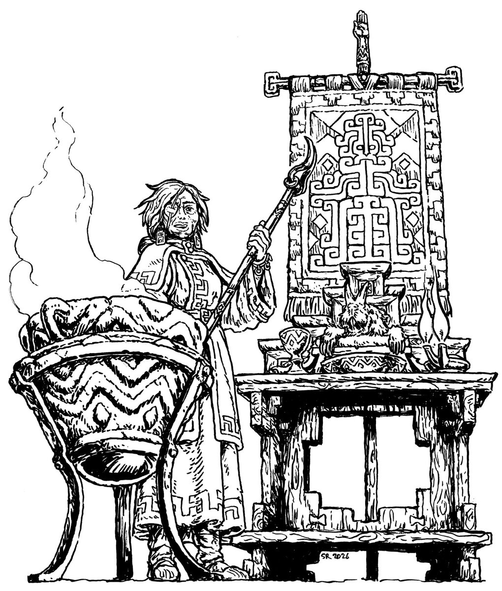 An urazadi chieftainess prepares to offer the best cut of meat to their feast's VIP guest - a slain horned marmot, honored representative of the gods (in this case, the winter goddess who comes with the first snowfall)