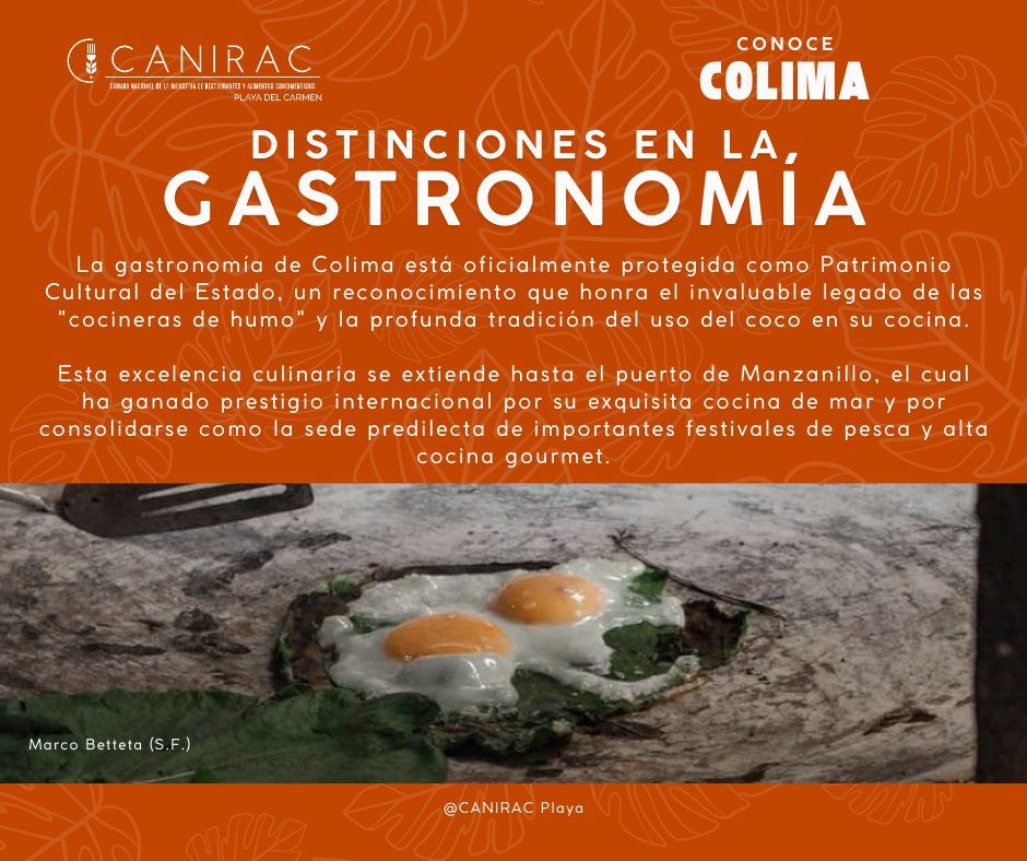 🏆🇲🇽Su gastronomía ha sido declarada Patrimonio Cultural del Estado, un reconocimiento que rinde homenaje al legado de las "cocineras de humo" y a la profunda tradición del uso del coco en sus platillos. 🥥🔥

#Colima #GastronomíaMexicana #Manzanillo #PatrimonioCultural