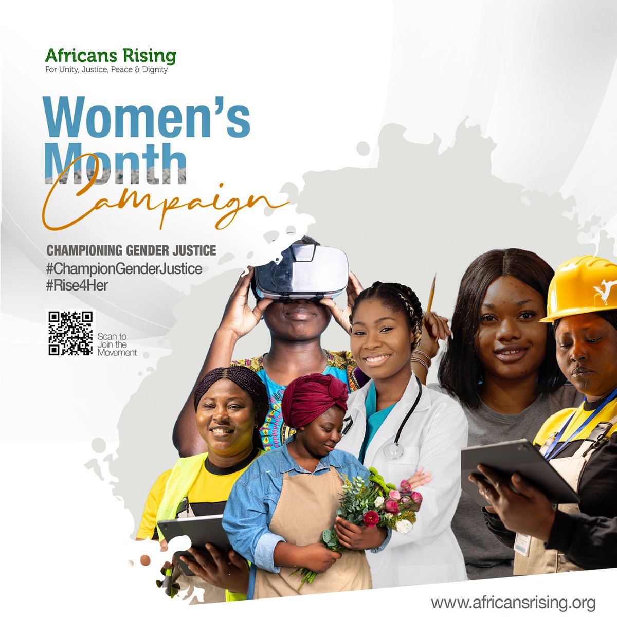AfricansRising's tweet photo. Happy New Month!

During the month of March #AfricansRising will be Championing Gender Justice as part of Women's month. Gender Justice is an indispensable part of our vision and is outlined in the Kilimanjaro Declaration.

We will spotlight the achievements, struggles, and contributions of women to showcase and highlight the need for a more inclusive society.

#ChampionGenderJustice
#Rise4Her