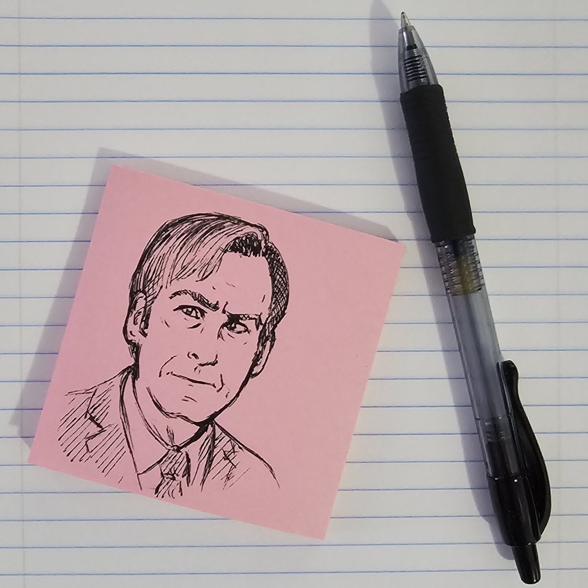 Little Jimmy gel pen Post-It note doodle at work today.
