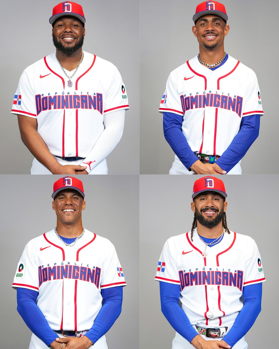WBCBaseball's tweet photo. Team Dominican Republic brings a power-packed lineup into the #WorldBaseballClassic!

• Vladimir Guerrero Jr.
• Julio Rodríguez
• Juan Soto
• Fernando Tatis Jr. https://t.co/D63DkKUdm2