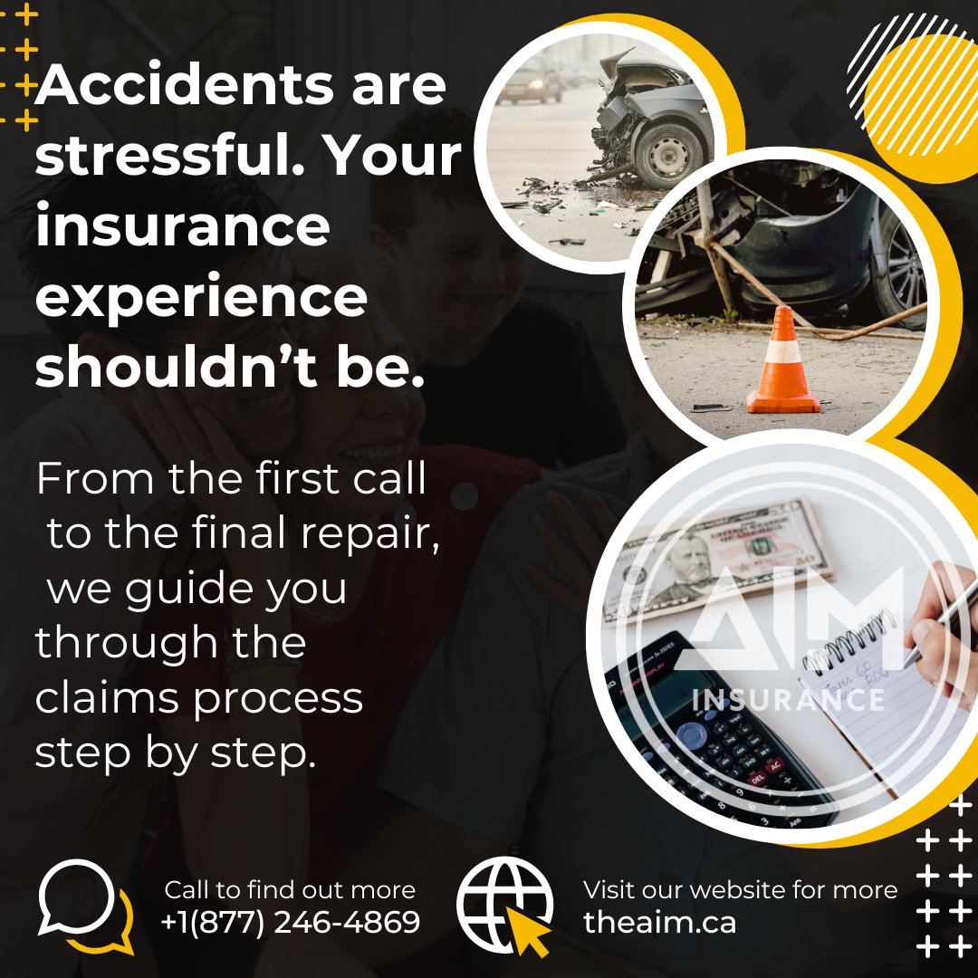 theaimINS's tweet photo. Accidents are stressful. Your insurance experience shouldn't be. From the first call to the final repair, we guide you through the claims process step by step. 

Contact us for a quote at +1 (877) 246-4869 or visit us at  https://t.co/LLj7x1Aw8D! https://t.co/WzZRd49cuQ