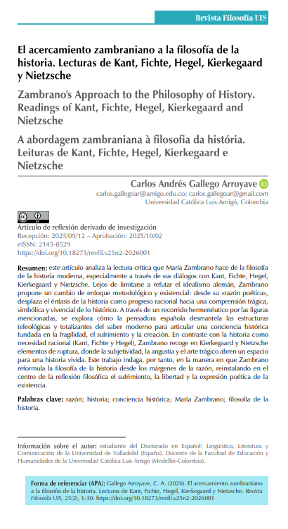 RevFilosofiaUIS's tweet photo. ¿Cómo dialoga María Zambrano con la gran tradición alemana?

Descubre El acercamiento zambraniano a la filosofía de la historia. Lecturas de Kant, Fichte, Hegel, Kierkegaard y Nietzsche, un estudio que revisita la filosofía de la historia.

🔗https://t.co/xp0FsErnkJ https://t.co/zih3eqsPFn
