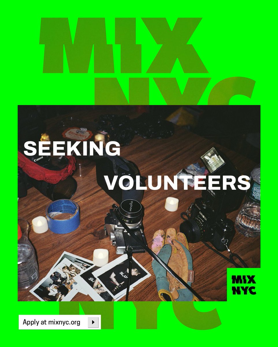 mixnyc's tweet photo. As MIX NYC continues to expand, we are seeking volunteers to join our growing team! We are recruiting for roles in all our departments:

📁Archival
📣Communications &amp; Outreach
⚙️Operations
💰Development
🪩Party

To apply, fill out the form: https://t.co/4VMMQTaTil https://t.co/AZGNBMsCc7