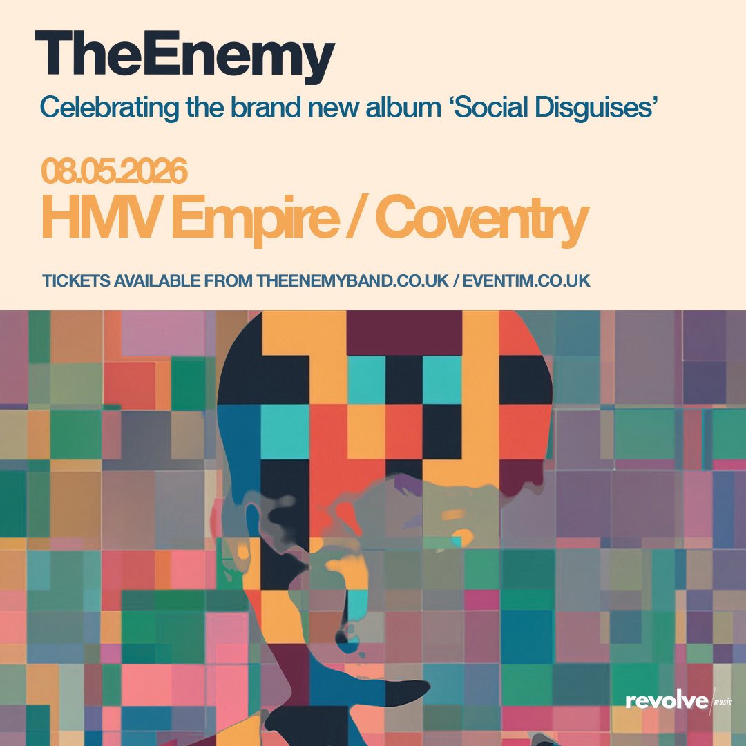 hmvempire's tweet image. ❗ TheEnemy - hmv Empire, 8th May - full show playing songs from their new album plus some classics. 

General sale tickets go on sale this Wednesday at 10AM via Eventim UK, ticket link here: bit.ly/hmvEmpireTheEn…

#coventry #theenemy #HMVEmpire