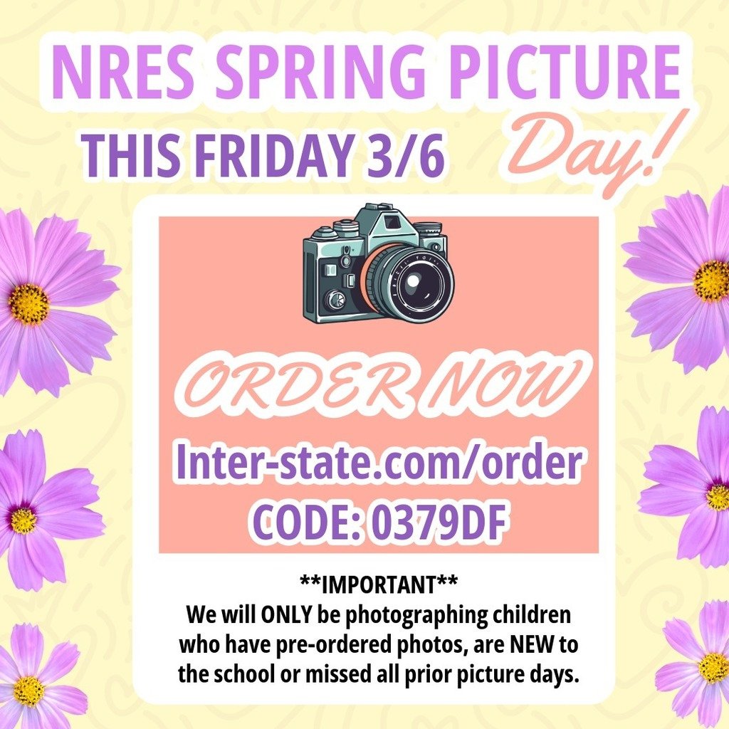 NoRoElem's tweet photo. NRES Spring Picture Day is Friday 3/6! 
PREORDER HERE: https://t.co/JIooaQiiK5
**We will ONLY be photographing students who have pre-ordered, are new to the school, or have missed all prior picture days. https://t.co/0p6pvi3VUG