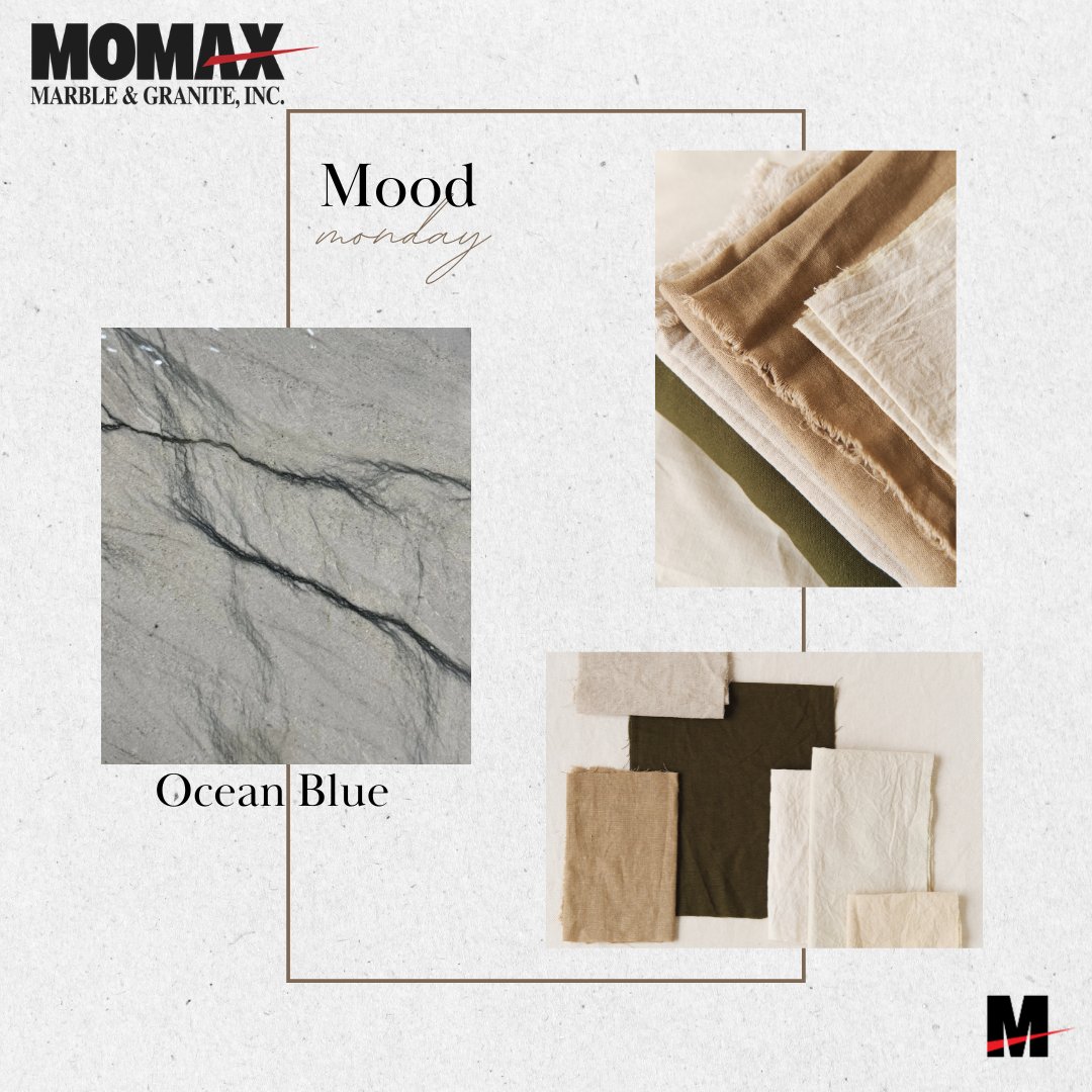MomaxMarble's tweet photo. Mood Monday: Ocean Blue 
Dramatic veining meets serene neutrals. Ocean Blue quartzite brings organic movement and coastal elegance to any space, perfectly paired with warm textures and earthy tones.
Start your week inspired by nature's artistry. https://t.co/Un5Bn5WgDx