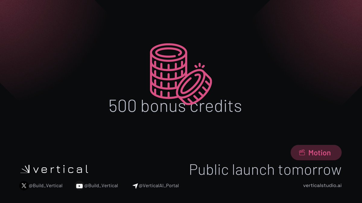 Vertical Motion’s public launch is just around the corner ⚡️

Last chance to grab 500 bonus credits by joining our waitlist

Visit our website and create high-quality videos with full scene-to-scene consistency

Bring the idea - Vertical Motion will do the heavy lifting