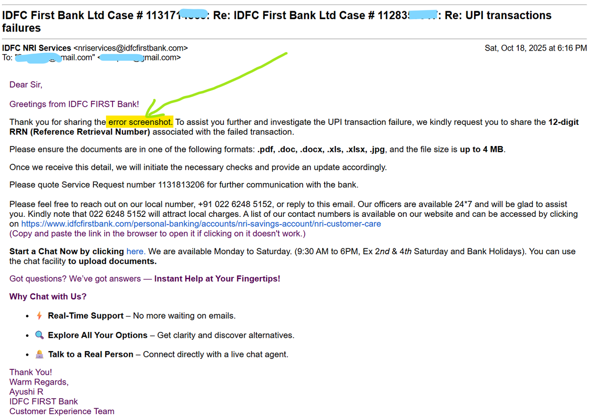 VoiceConsumers's tweet image. #Corrupt/#Malpractice @RBI #Ombudsman #Bhopal - indication towards bias towards commercial bank @IDFCFIRSTBank 
Despite receiving twice effective evidence towards service negligence. #RBIombudsman continues to neglect it, citing, complainant didn't provide it, to save #IDFC