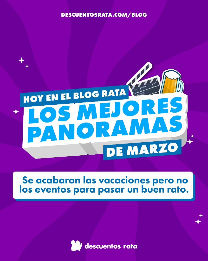 DescuentosRata's tweet photo. #BlogRata 🌞 Se acabaron las vacaciones pero los panoramas para los días libres siguen! Así que armamos un blog con varias ideas para despejarse en marzo:

🔗 https://t.co/Dm79oGKuPU https://t.co/3SeeKpofsY