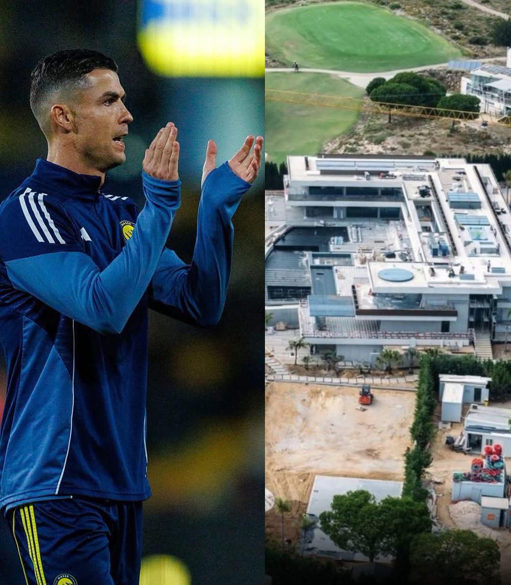 Absolutebrazil's tweet photo. 🚨 Cristiano Ronaldo construiu uma MANSÃO no valor de perto de 35 milhões de euros em Cascais, na costa de Portugal que levou TRÊS ANOS para ser concluída. 

A propriedade inclui oito quartos, cada um com a sua suíte e torneiras em OURO.

Também conta com piscinas interiores e exteriores, um ginásio totalmente equipado, cinema privado, uma praia privada, mármore italiano, um túnel subterrâneo escondido, e até mesmo um mural da Louis Vuitton.

O plano é que ele se mude assim que se aposentar do futebol.