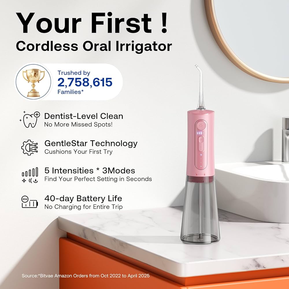 💋 Today I have in my hands the amazing battery powered, 3 speed Bitvae C2 Water Flosser in Pink color. It has 6 different nosels to connect on. It's so powerful ejecting water in my mouth. I really 💗love💗 this product. 
#teeth #waterfloser #mouth_hygene #girls #women #ladies
