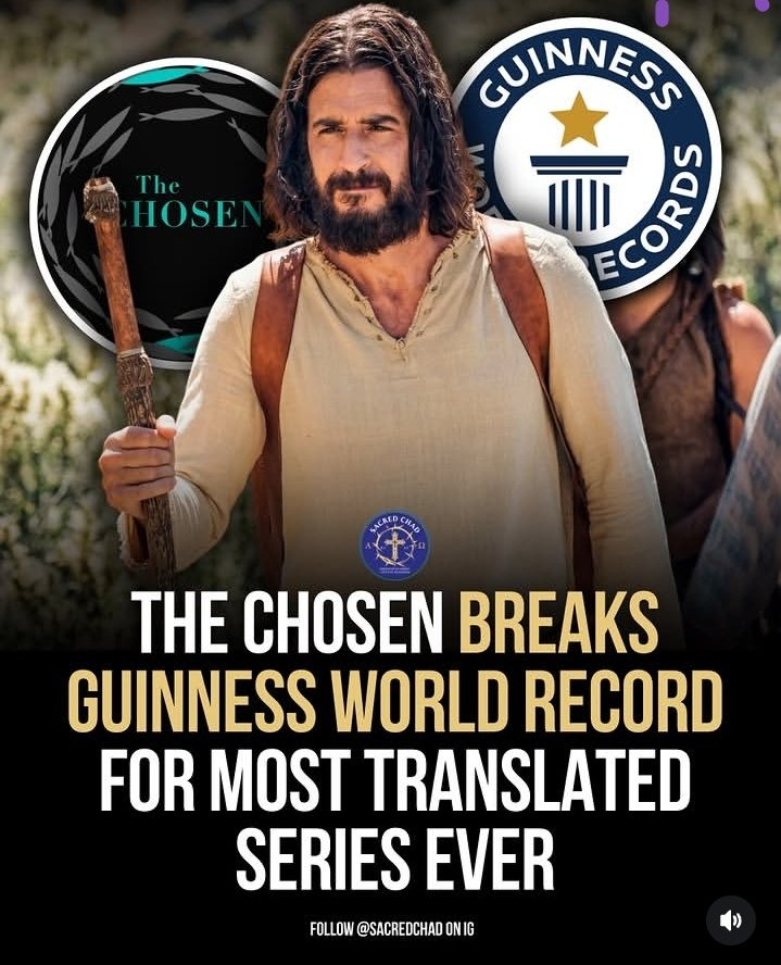 The Chosen has been awarded a Guinness World Record as the most translated streaming series ever, now in 125 languages (vs Netflix's 45).

Crowdfunded since 2019, the show about Jesus &amp; His disciples has reached over 280M viewers in 175 countries.

Target: 600 languages to reach