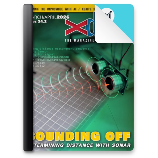 xDev Magazine 24.2 Issue

* Ultrasonic Range Sonar by Eugene
* The Subclass Reflex by Tim
* Doing the Impossible by Marc

Plus: Happy 30th Birthday, #Xojo! An introduction to Xojo Libraries, how to highlight PDFs with MBS, AI taking over, and more!

mbsplugins.de/archive/2026-0…