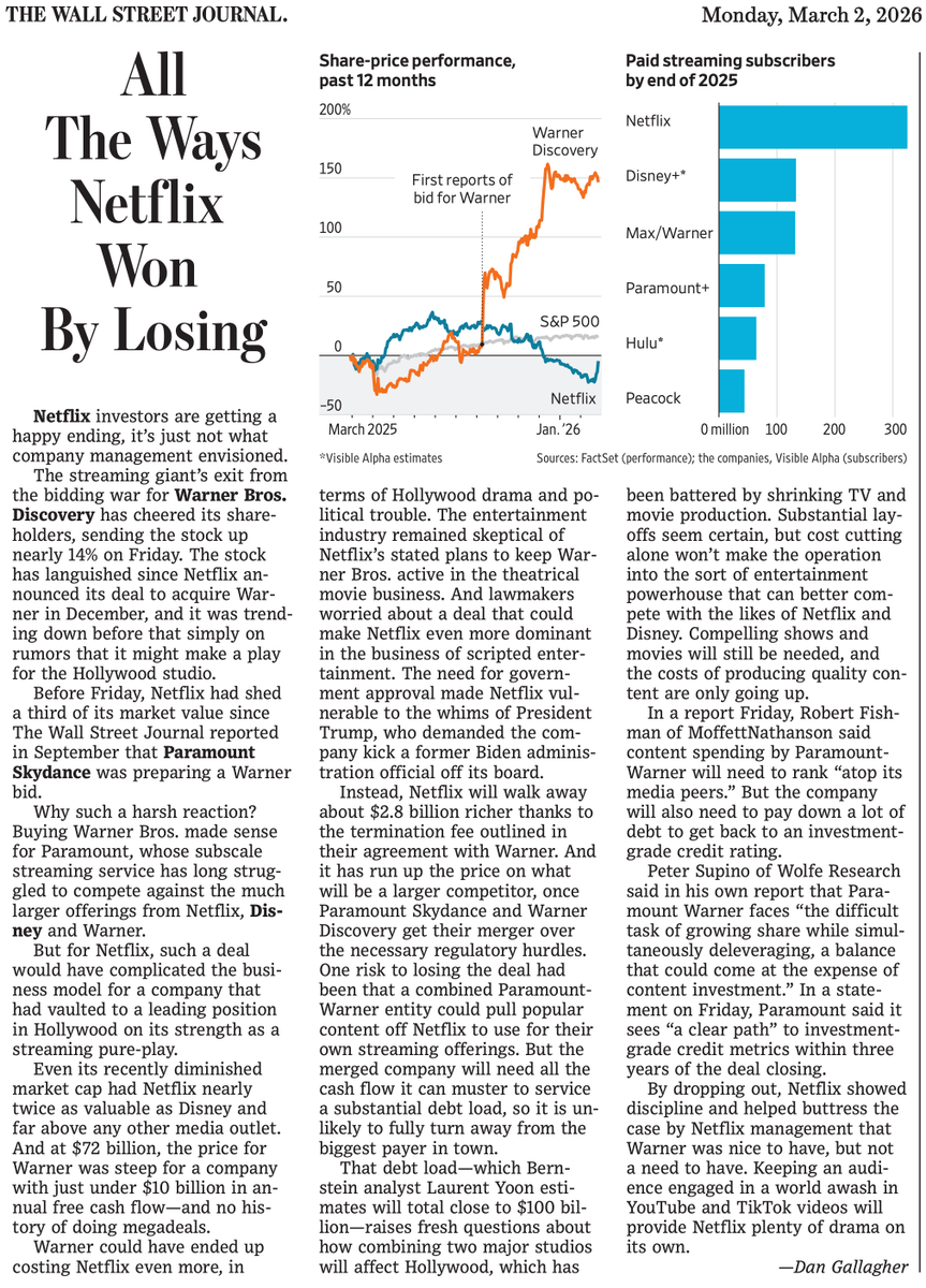 "Netflix could become streaming media's most victorious loser" and "All the ways Netflix won by losing".