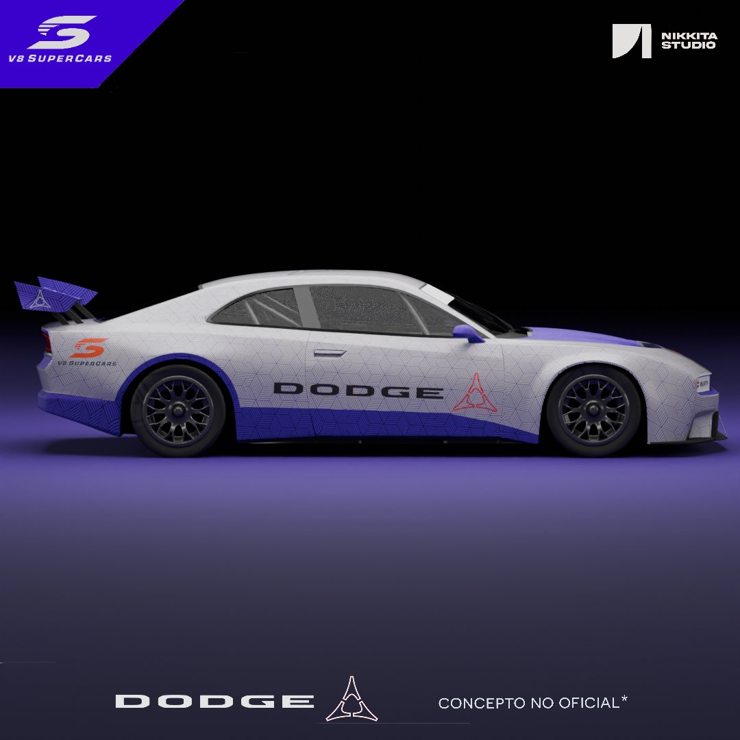 MarioPotee's tweet photo. Dodge Charger Scat Pack Gen3 Concept para Supercars 2026.
Interpretación de Nikkita Studio sobre una posible entrada de Dodge al campeonato bajo reglamento Gen3.
Concepto no oficial*
#DodgeCharger #v8supercars #racecar https://t.co/mU3hLgXeZL
