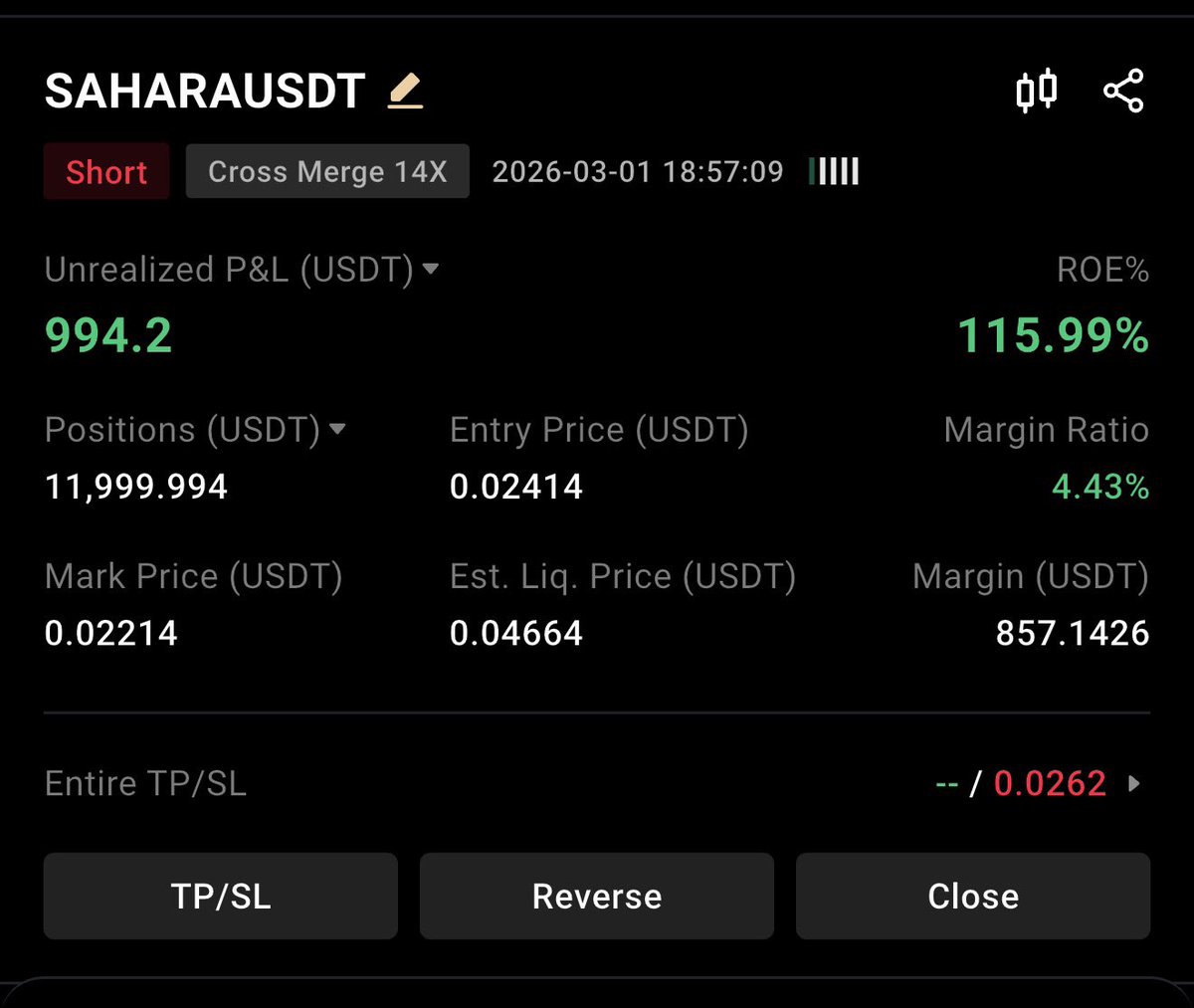 In the last 11 trades, 9 have reached TP. 2 ongoing, $SAHARA perfect move.

Balance up by 30% for the 100k Challenge, 
Free for a week ⬇️ 

t.me/MoonOwlTeam

Throwing some $$, Like this, drop your favorite altcoin and reshare it.