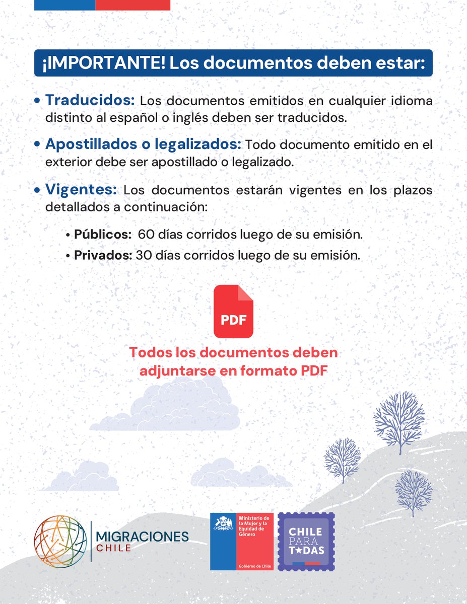 saludmalloa's tweet photo. 🤰🇨🇱 Residencia para Embarazadas en Chile
Si eres extranjera en Chile (turista o residente) y estás embarazada, puedes pedir Residencia por Razones Humanitarias.✅ Req: Cert médico de embarazo y antecedentes apostillados.
💻 Trámite: 100% online (PDF) en el portal del SERMIG. https://t.co/fQBaMAflPC