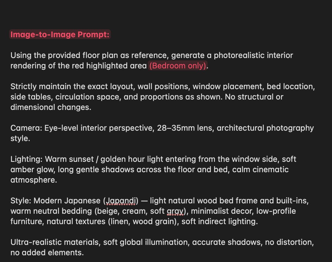 EHuanglu's tweet photo. render bedroom

the prompt help nano banana strictly maintain the exact layout, wall positions, door swing, shelving placement, toilet and sink position, and dimensions as shown. No structural or proportional changes https://t.co/FiP4YpOyhe