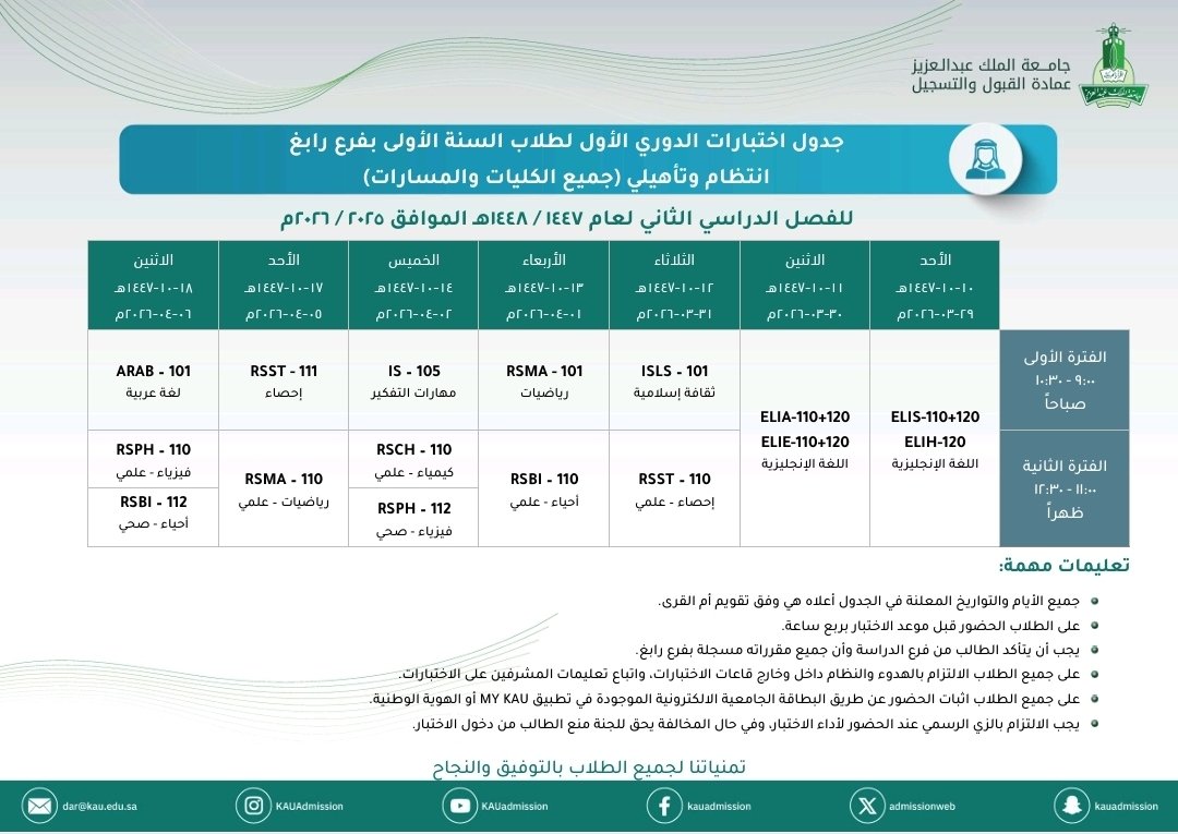 عمادة القبول والتسجيل KAU tweet media