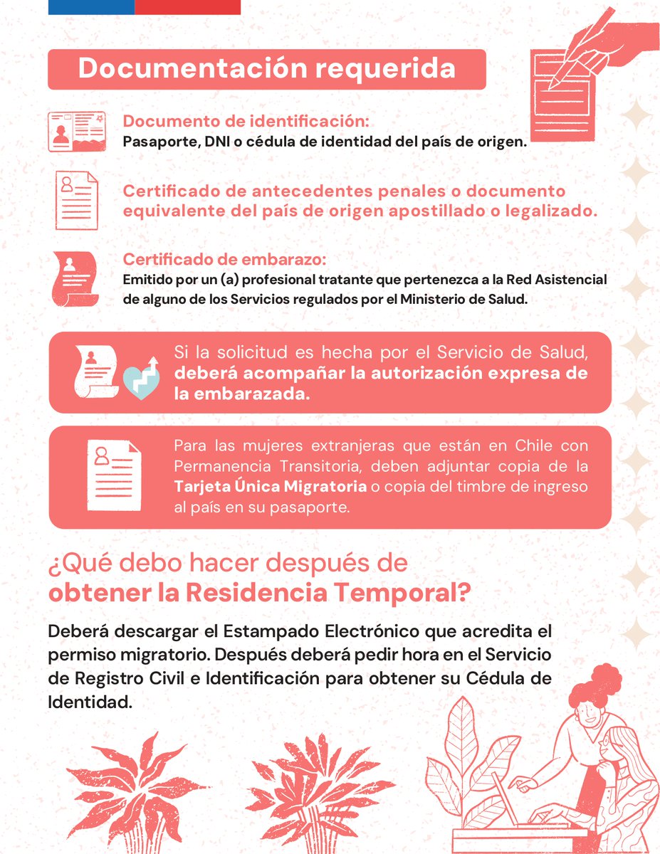 saludmalloa's tweet photo. 🤰🇨🇱 Residencia para Embarazadas en Chile
Si eres extranjera en Chile (turista o residente) y estás embarazada, puedes pedir Residencia por Razones Humanitarias.✅ Req: Cert médico de embarazo y antecedentes apostillados.
💻 Trámite: 100% online (PDF) en el portal del SERMIG. https://t.co/fQBaMAflPC