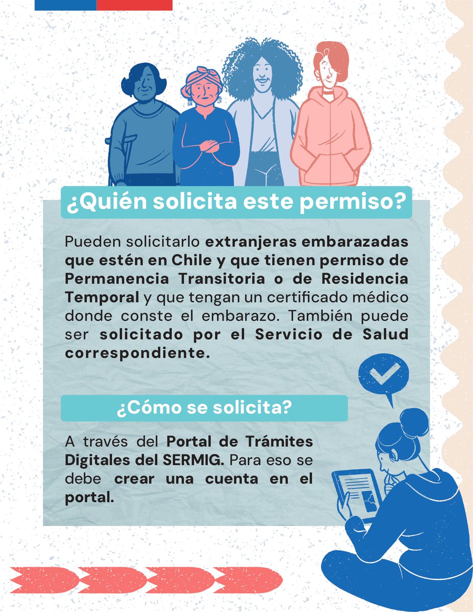saludmalloa's tweet photo. 🤰🇨🇱 Residencia para Embarazadas en Chile
Si eres extranjera en Chile (turista o residente) y estás embarazada, puedes pedir Residencia por Razones Humanitarias.✅ Req: Cert médico de embarazo y antecedentes apostillados.
💻 Trámite: 100% online (PDF) en el portal del SERMIG. https://t.co/fQBaMAflPC