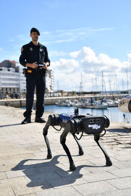 policia's tweet photo. ☺️ Hoy os damos los #BuenosDías… con un compañero que no habla, pero trabaja sin descanso 🤖💙
#TEDAX https://t.co/FUHsU33j25
