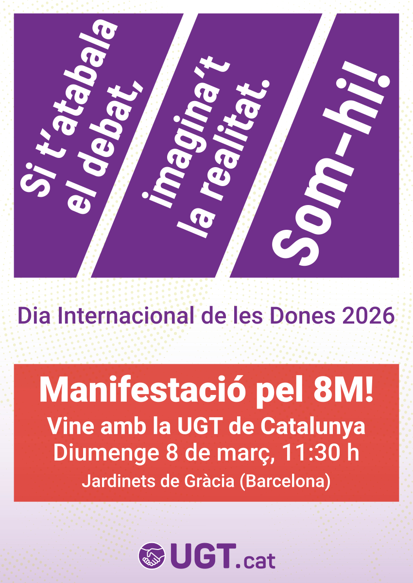 Si t’atabala el debat, imagina’t la realitat! 📢

🟣La realitat de la bretxa salarial.
🟣La realitat de la precarietat.
🟣La realitat de les violències masclistes.

Ens veiem el #8M als carrers. El sindicalisme també és lluita feminista! ✊