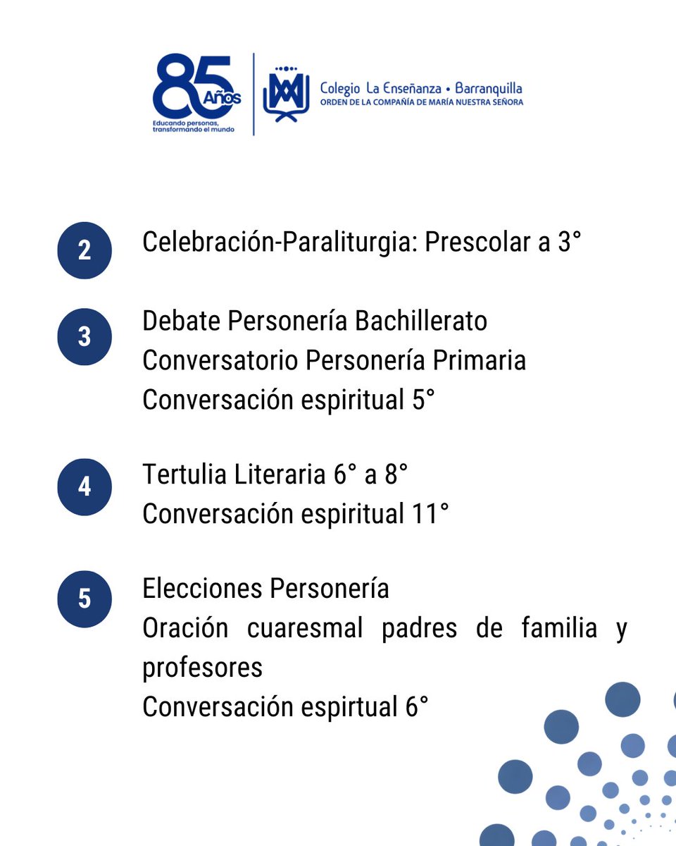 laensenanzabaq's tweet photo. Te compartimos nuestra agenda del mes de marzo 2026, anota estas fechas y participa. 💙🤍

*La programación de la agenda puede variar.

#MixtoProgresivo #ColegioLaEnseñanzaBarranquilla #EducacionPersonalizada #CalendarioA #AñoDeLaArmonía https://t.co/xXPfOvmYy1