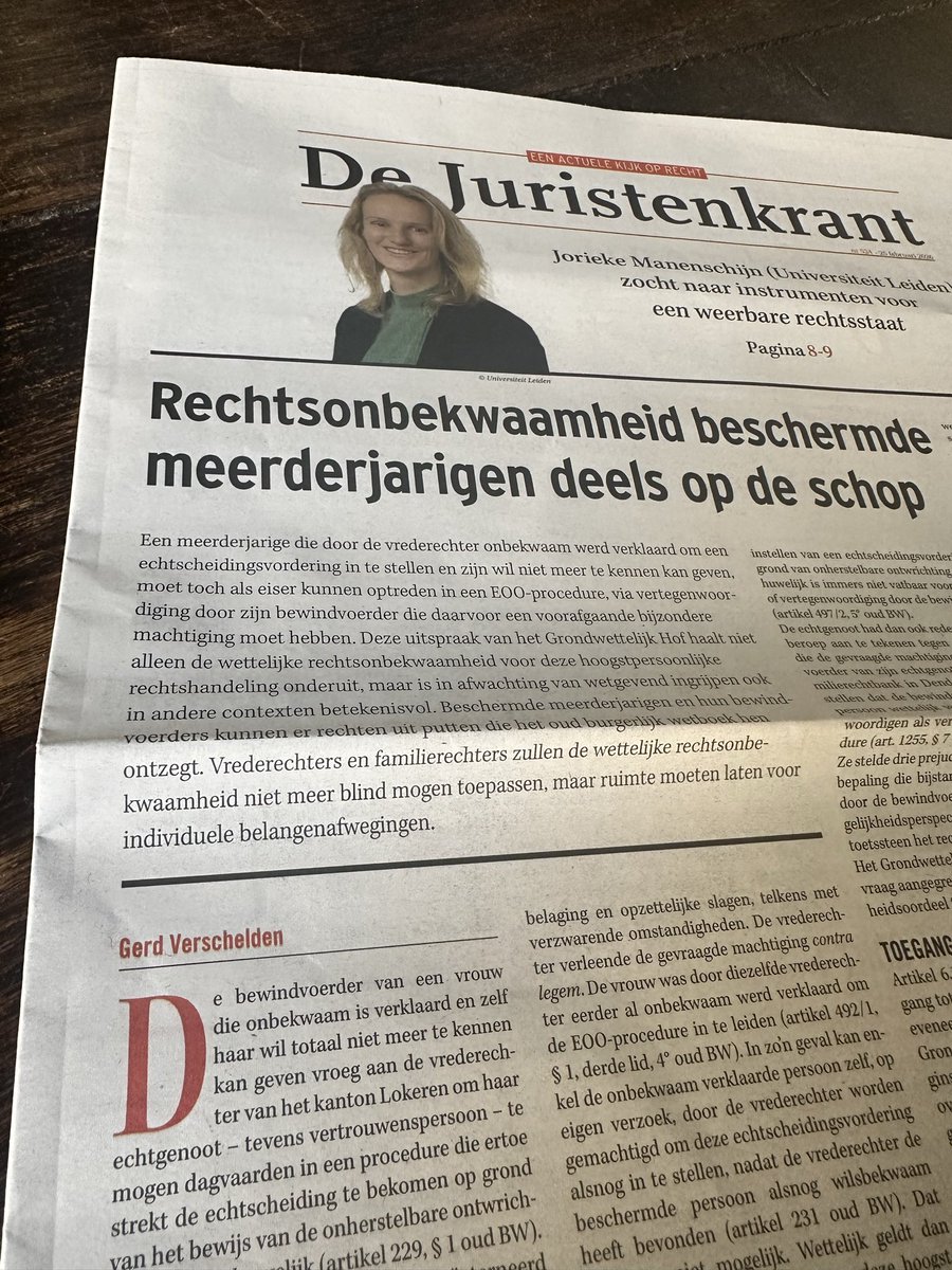 Zeer interessante duiding in De Juristenkrant <a href="/Legalworld_nl/">LegalWorld_nl</a> van belangrijk arrest GH 21/2026 met even interessante voorstellen de lege ferenda door prof. Gerd Verschelden. Effect: nog meer belang hechten aan goede keuze familiaal bewindvoerder persoon en vertrouwenspersoon 🙏