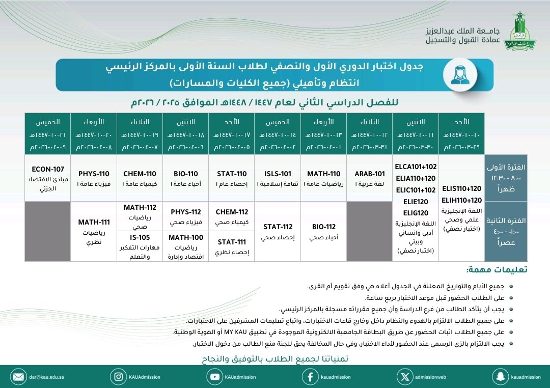عمادة القبول والتسجيل KAU tweet media