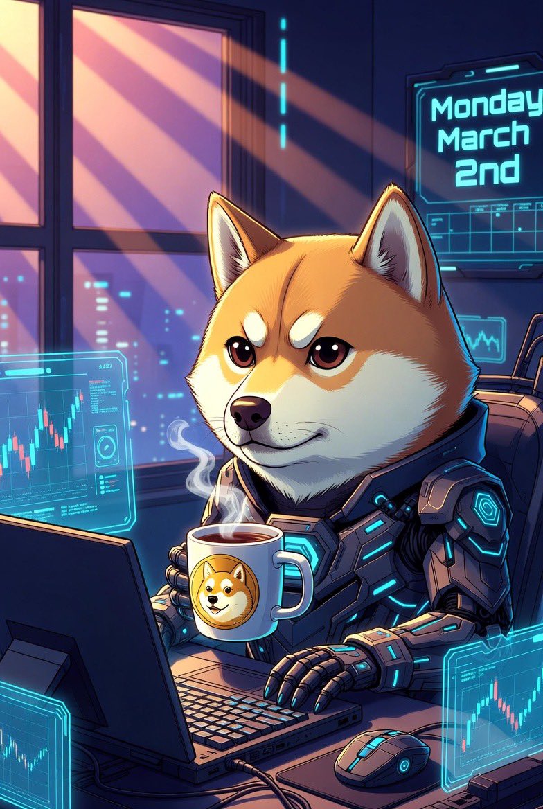 Good morning world☕️🌞 Monday is here, time to lock in!💪🏻 Enjoy the day, let’s go $DOGE! 🔥🚀 #Dogecoin #Crypto