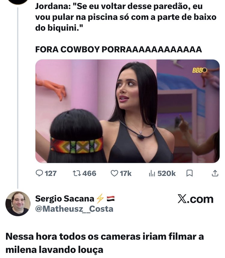 a jordana furou a bolha uns dias atrás e chegou nos boleiros é cada pérola nos comentários