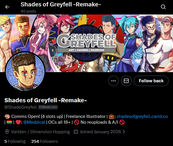 Moved to @ShadeGreyfell | Shades of Greyfell tweet media