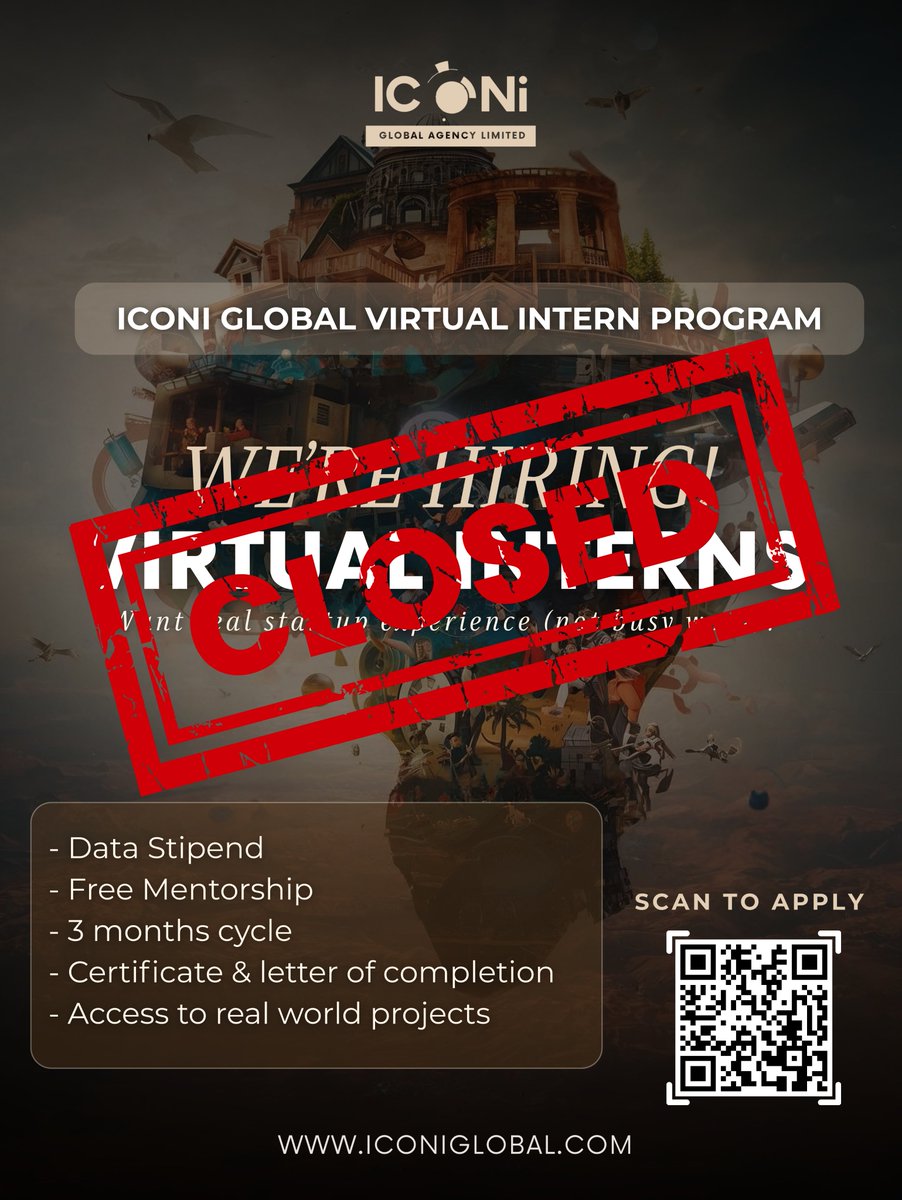 iconiglobal's tweet photo. Applications are now closed.

We received over 1,000 submissions across Africa.
Our team is carefully reviewing each application to ensure fairness and equal opportunity.

Shortlisted candidates will hear from us in due time.
Thank you for the overwhelming interest. https://t.co/Mq3D3TGIES