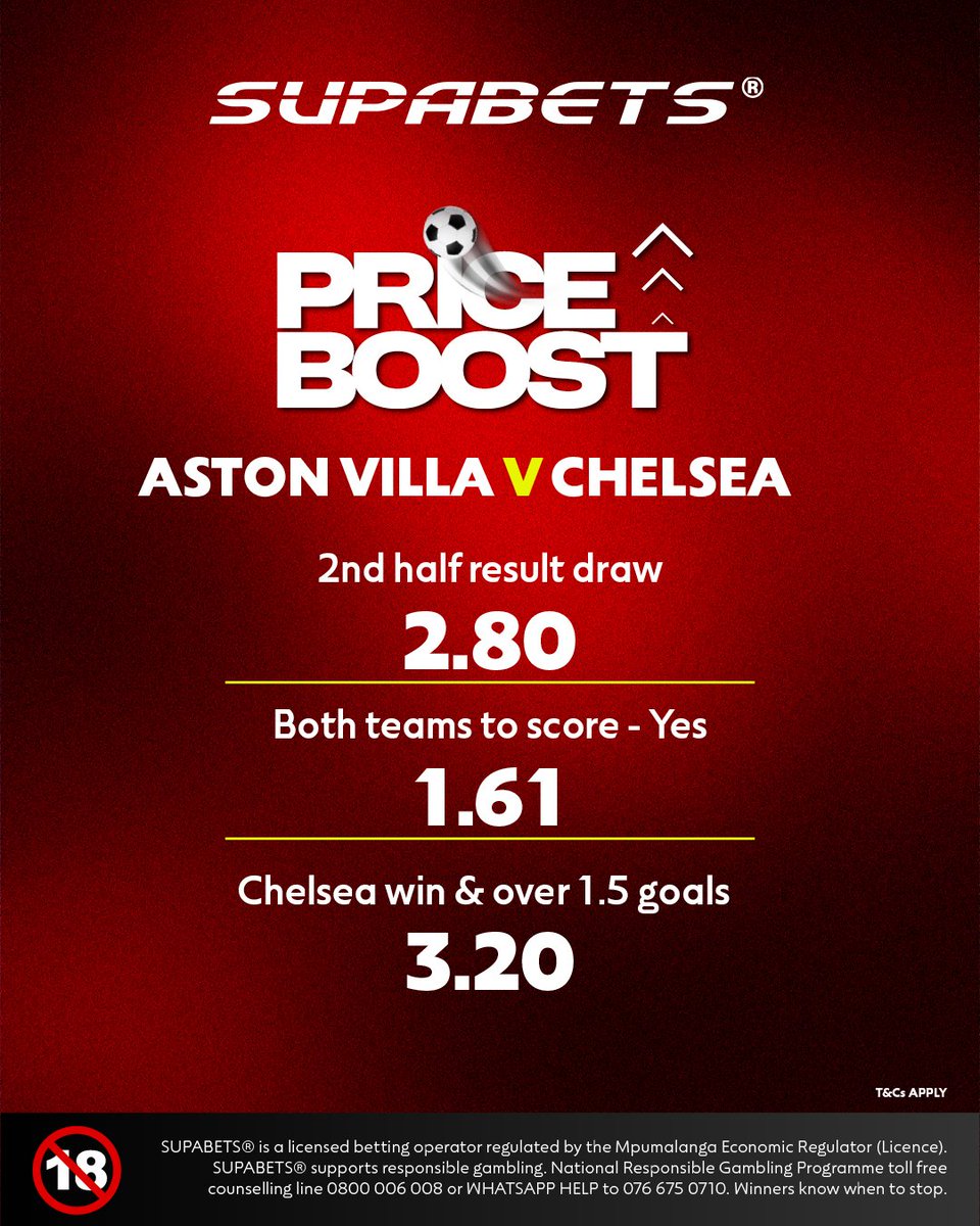 Supabets_mzansi's tweet image. ⚽️THIS GAME WILL BE DECIDED BY EITHER A MOMENT😱 OR A MOEMISH🤣
Have your say.......MOMENT 🔈or MOEMISH 🔇

🚀 bit.ly/3UvaGbC ✅

#PriceBoost #EPL #AVLCHE #Supabets

18+ / Bet Responsibly