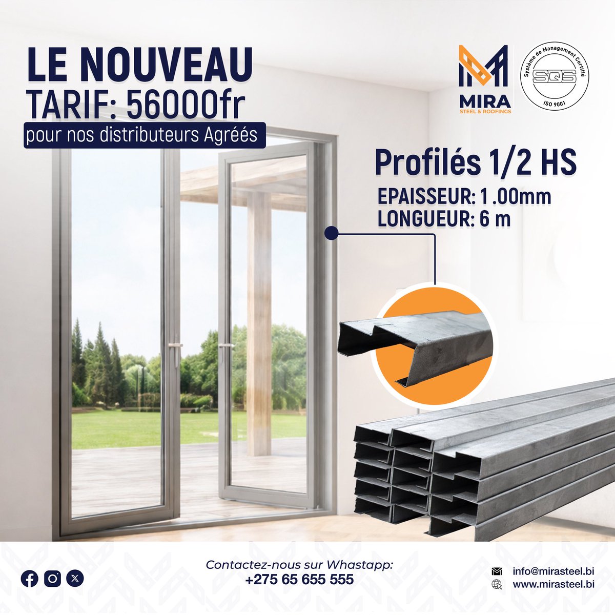 MiraSteelBu's tweet photo. La qualité avant tout. 💪
Nos Profilés 1/2 HS sont conçus avec une précision et une robustesse exceptionnelles pour garantir solidité, durabilité et performance dans tous vos projets.
#mirasteel
#Burundi
#BuildingtheStrengthofaNation
#construction
#qualité
#excellence
#SQS https://t.co/vqsGqIan0Z