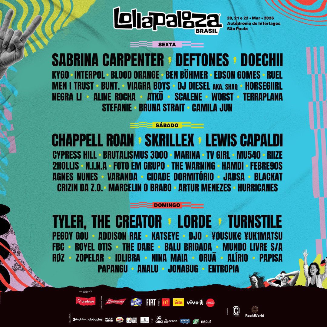 poetstar's tweet photo. 🚨VENDO 1 INGRESSO LOLLAPALOOZA 2026 

🎟️ Lolla Pass 3 dias 
🗓️ 20, 21 e 22 de março
👤 Meia entrada

R$990 sem taxa! (paguei 1.118,12) 

tags: lollapalooza 2026 compro vendo venda ingresso chappell roan sabrina carpenter deftones doechii https://t.co/8sTI4GWYAC