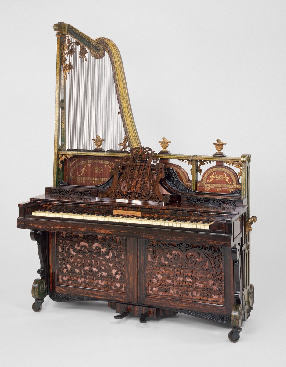 Upright harp piano by F. Beale &amp; Co., 1843. The MET.