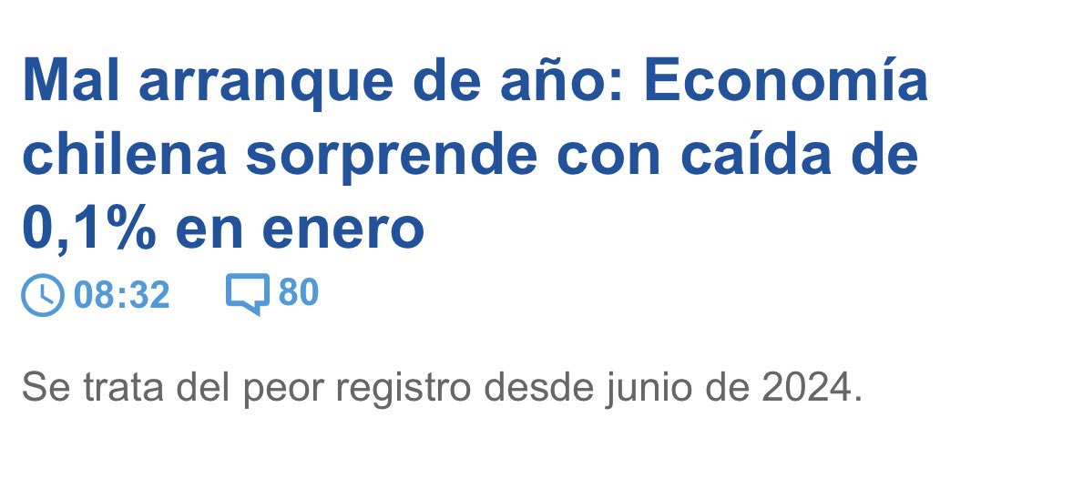Recibieron un país con un Imacec de 9,0% (enero 2022).

Entregan un país con un Imacec de -0,1% (NEGATIVO).

Cuéntala como quieras <a href="/GabrielBoric/">Gabriel Boric Font</a>, pero entregas un país mucho peor del q recibiste, y destruido financieramente.

Ándate luego inútil ql