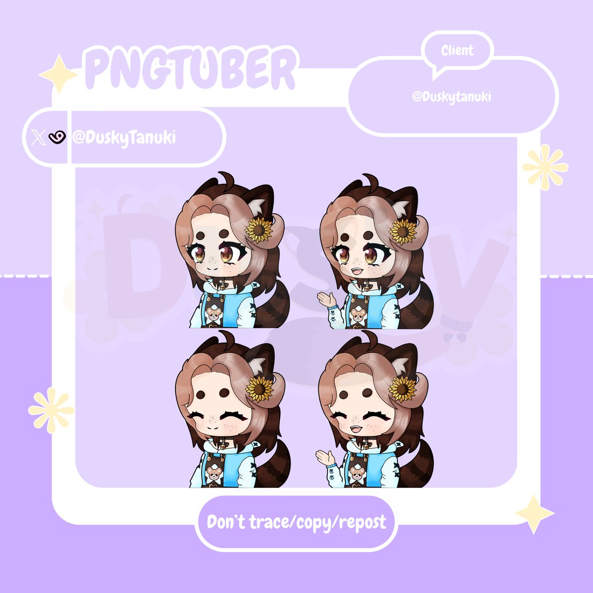 Chibi YCH PNGTuber I made for myself! 🤍

Will be opening comms for these soon on VGen! >:3