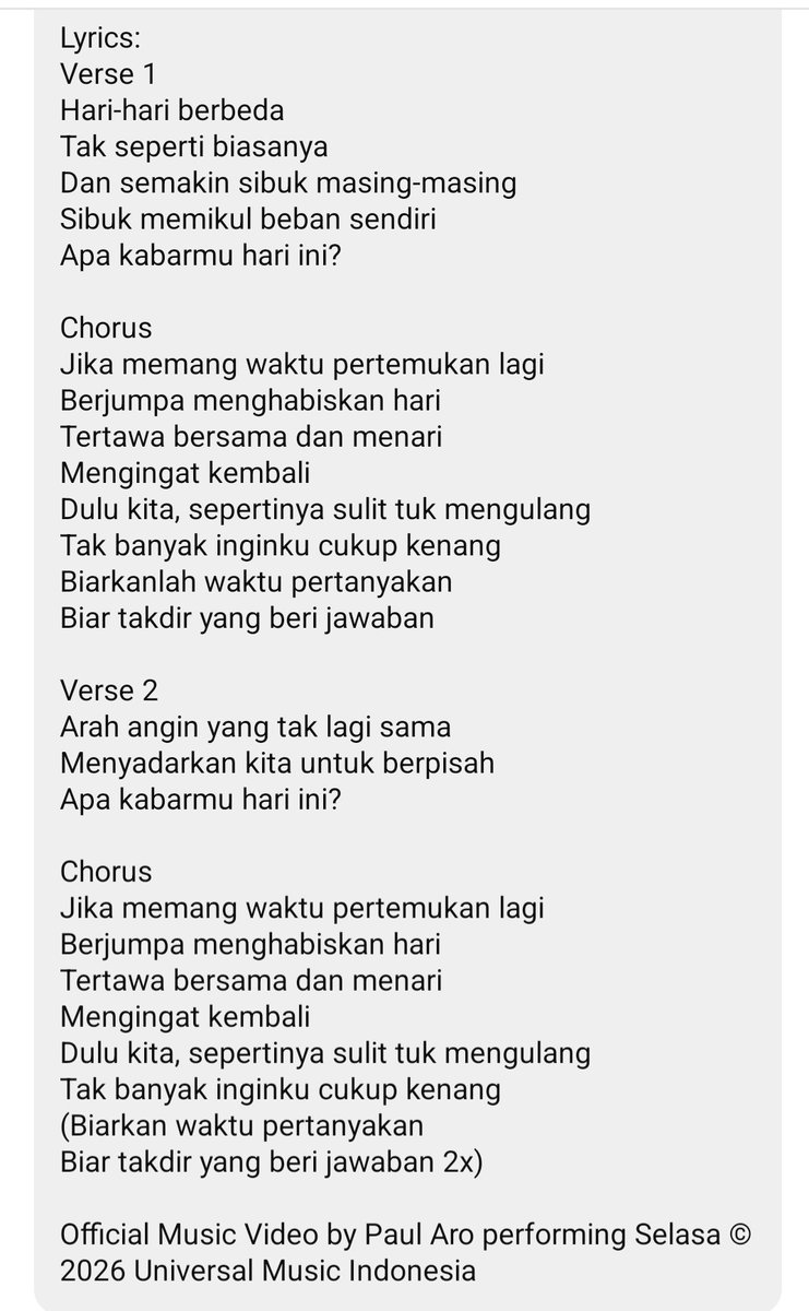 DeyM broo0u the lyrics🥹👏

#Selasa #WelcomingPaulAro

SELAMAT HARI SELASA PAUL ARO